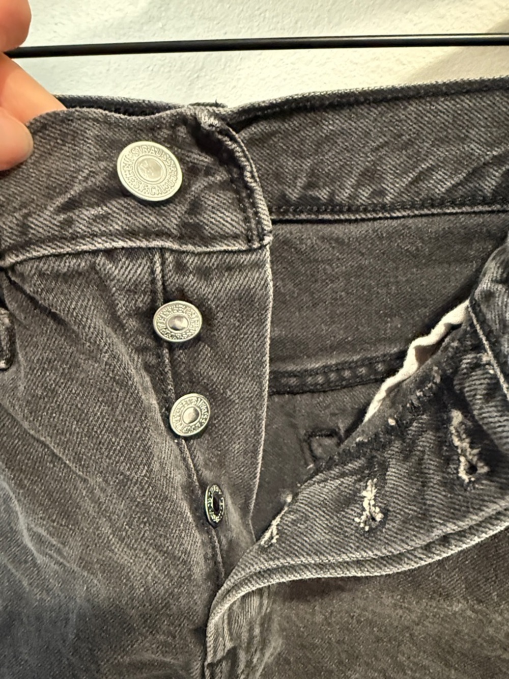 Levi's Black Frayed Hem Denim Cutoff Shorts - Picture 2 of 7